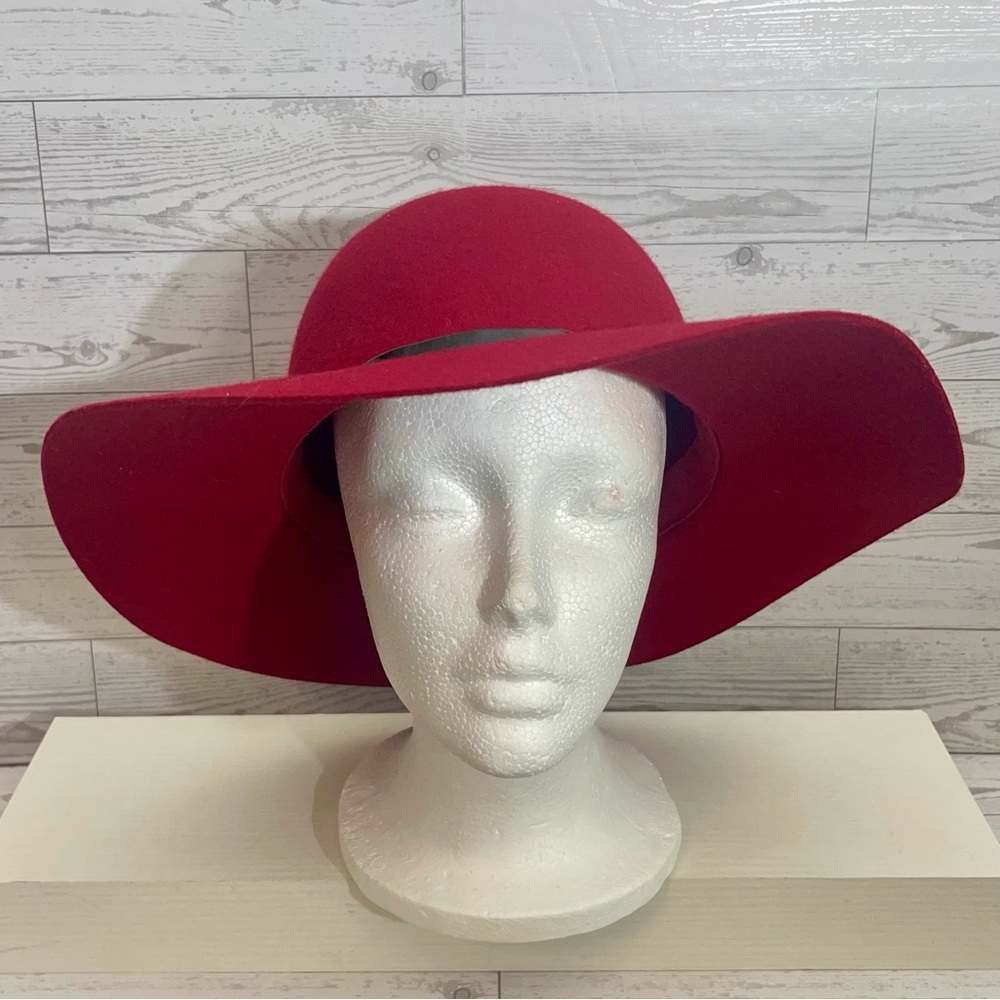 Patricia Underwood 100% Wool Bold Red Floppy Hat